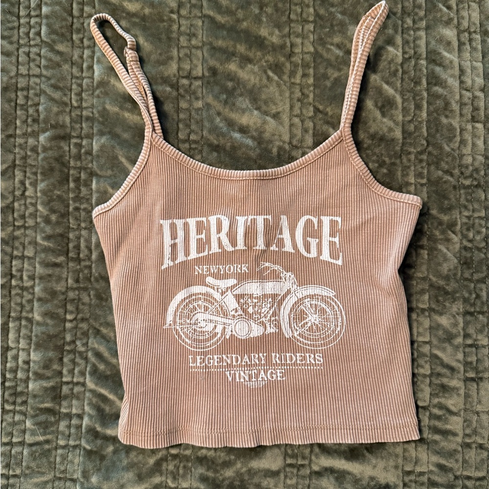 SOLD Full Tilt Women's Tan Ribbed Crop Top